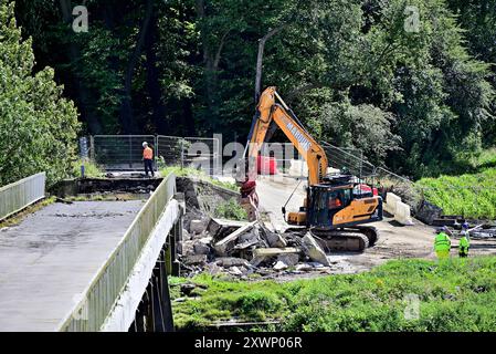 Im Vereinigten Königreich - Abriss der „Old Tramway Bridge“ Preston als Teil des „Levelling up Fund“ Stockfoto