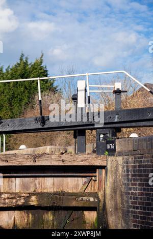 Großbritannien, England, Greater London, Grand Union Canal bei Harefield mit Schleusentor (Detail) Stockfoto