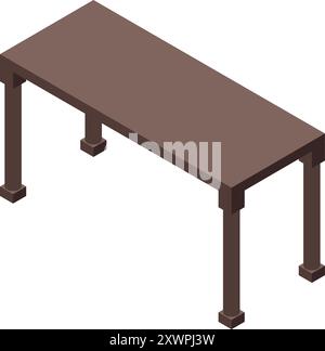 Dieser große Holztisch ist einfach und robust und perfekt für jedes Esszimmer oder jede Küche Stock Vektor