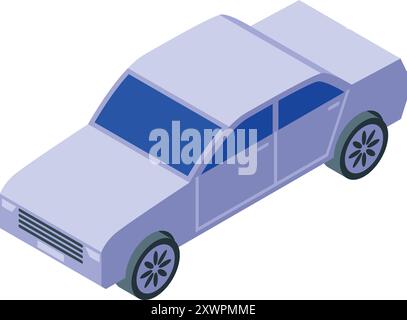 Hellgraue Limousine parkt in isometrischer Ansicht, isoliert auf weißem Hintergrund Stock Vektor