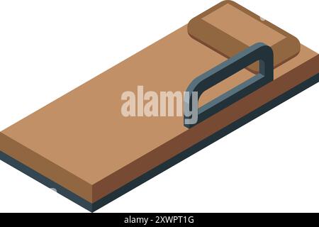 Einfaches Holzbett mit brauner Matratze und Kissen, isometrischer Blick Stock Vektor