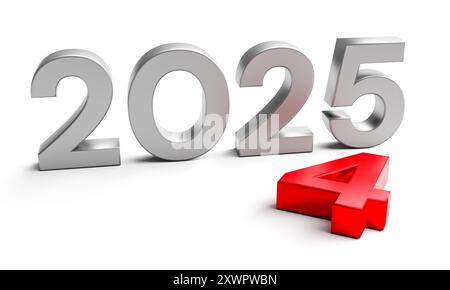 Neujahr 2025 Urlaubskonzept. Die Nummer 2025 ist fast die alte 2024 Stockfoto