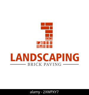 Landschaftsdesign-Logo mit Buchstabe J auf weißem Hintergrund Stock Vektor