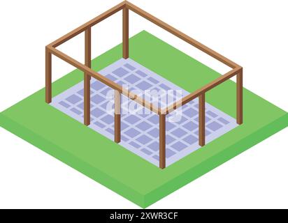 Architekt plant neues Patio-Pergola-Bauprojekt isometrisch Stock Vektor