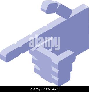 Stilisierte 3D-Hand mit ausgestrecktem Zeigefinger, die Richtung, Führung oder Anweisung symbolisiert Stock Vektor