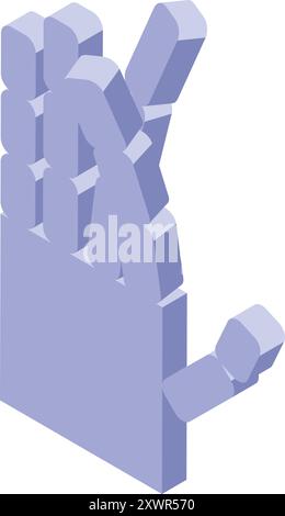 3D-Abbildung einer Hand mit dem Buchstaben k in Gebärdensprache Stock Vektor
