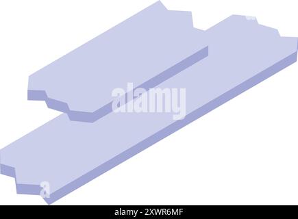 Zwei Stück Schieferdachmaterial mit gezackter Unterkante, die übereinander liegt Stock Vektor