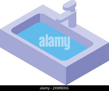 Minimalistisches Innendesign des Badezimmers mit Badewanne voller Wasser, perfekt für Entspannung und Selbstpflege Stock Vektor