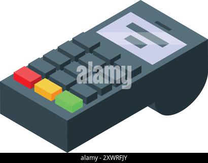 Modernes drahtloses POS-Terminal für kontaktloses Bezahlen, isometrische Ansicht Stock Vektor