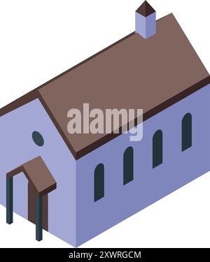 Isometrie des Kirchenbaus, die christentum und Glauben veranschaulicht Stock Vektor