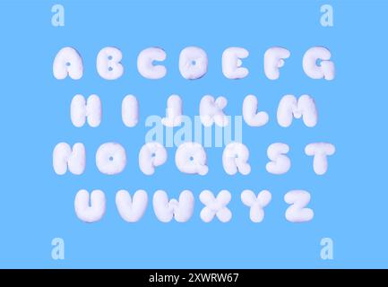 3D-Ballon mit weißem Alphabet isoliert auf Blau. Stock Vektor