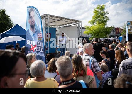 Erfurt, Deutschland. August 2024. Stephan Brandner (AfD) spricht bei einer Wahlkundgebung der AfD. Am 1. September wird in Thüringen ein neuer landtag gewählt. Quelle: Hannes P. Albert/dpa/Alamy Live News Stockfoto