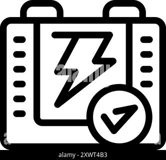 Der Akkumulator liefert eine stabile Spannung, die Batterieladung wurde überprüft Stock Vektor