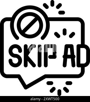 Die Schaltfläche „Anzeige überspringen“ fordert Zuschauer dazu auf, kommerzielle Inhalte zu umgehen Stock Vektor