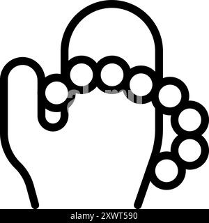 Zählen Sie mit der Hand sorgfältig Perlen an einer Schnur, die Gebete, Meditation oder Achtsamkeitsübungen symbolisieren Stock Vektor