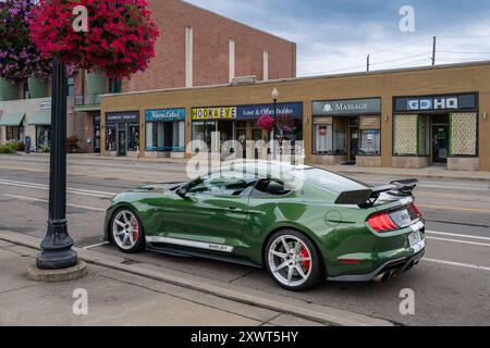 FERNDALE, MI/USA - 16. AUGUST 2024: 2025 Ford Mustang Shelby 60th Anniversary Signature Edition auf der Ford-Ausstellung auf der Woodward Dream Cruise. Stockfoto