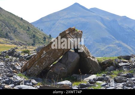 Izagra Dolmen im Aisa-Tal, Westpyrenäen Stockfoto