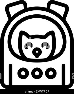 Cartoon Katze trägt einen Raumanzug und erforscht die Galaxie als Astronaut Stock Vektor