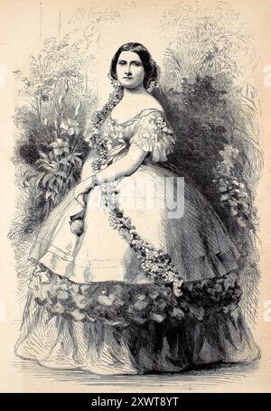 Potrait von Miss Harriet Lane, der Präsidentin des Weißen Hauses. März 1860. Historische Illustration des amerikanischen 19. Jahrhunderts. Stockfoto