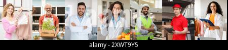 Collage-Bild zur Darstellung der Vielfalt der Arbeitnehmer in verschiedenen Branchen Stockfoto