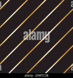 Nahtloses Vektormuster mit dünnen goldenen Diagonalstreifen, Geschenkpapier Scrapbook Textil. Vektorabbildung Stock Vektor