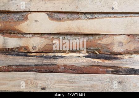 Holzoberfläche aus unbehandelten Brettern. Hintergründe und Texturen Stockfoto