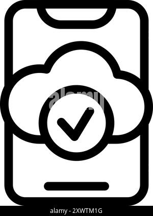 Das Cloud Computing-Symbol überträgt Daten mit einem Häkchen, das den erfolgreichen Vorgang bestätigt Stock Vektor