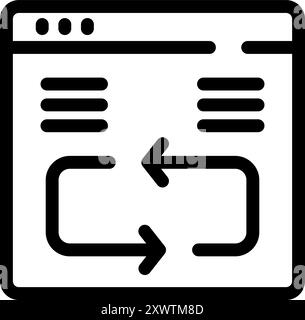 Zwei Pfeile in einem Kreis stellen einen Datensynchronisierungsprozess innerhalb eines Webbrowsers dar Stock Vektor