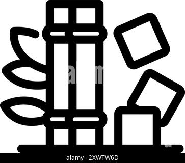 Einfaches Symbol für die Umwandlung von Zuckerrohr in Zuckerwürfel, das den Prozess der Zuckerherstellung darstellt Stock Vektor