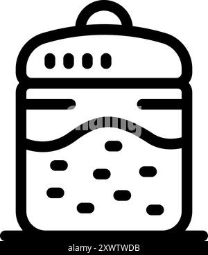 Liniensymbol einer Lunchbox, ideal zur Darstellung gesunder Essgewohnheiten oder zur Aufbewahrung von Lebensmitteln Stock Vektor