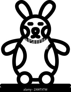 Das schlichte und niedliche Karikaturkaninchen steht auf seinen Hinterbeinen Stock Vektor