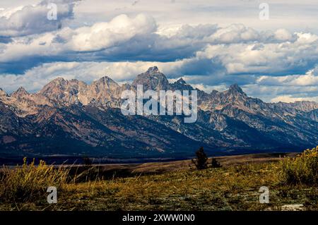 Ein herbstlicher Blick auf die Grand Tetons im Grand Teton National Park. Jackson Hole, Wyoming Stockfoto