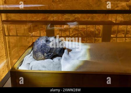 Tal der Könige, Tal der Könige, Mumie von Tutanchamun, Grab KV62, Luxor, Ägypten, Nordafrika, Afrika Stockfoto