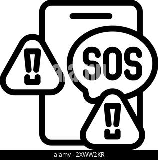 Das Smartphone zeigt eine sos-Nachricht an, die die Notwendigkeit sofortiger Unterstützung betont Stock Vektor