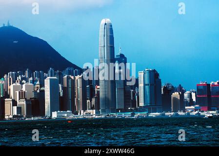 A view of Hong Kong's Central district as seen from Victoria harbor. Stock Photo