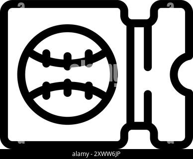 Einfaches Symbol eines Tickets, das Zugang zu einem Baseballspiel gewährt Stock Vektor