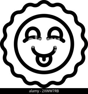 Cartoon-Illustration einer Sonnenfigur, die mit der Zunge herausragt und ein lustiges Gesicht macht Stock Vektor