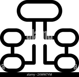Einfaches und übersichtliches Organigramm, das eine hierarchische Struktur mit verbundenen Elementen darstellt Stock Vektor