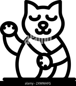 Illustration einer japanischen maneki-Neko-Katze, die mit der Pfote winkt Stock Vektor