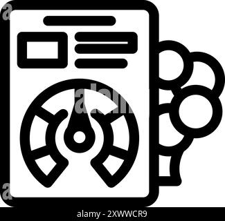 Geschäftsmann verwendet einen Tachometer und Zahnräder, um wichtige Leistungsindikatoren zu analysieren Stock Vektor