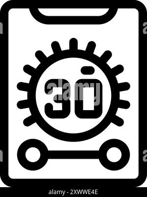 Einfaches, fettgedrucktes Strichsymbol, das die Zeitbegrenzung darstellt, die jemand der Sonne aussetzen sollte Stock Vektor