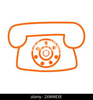 Retro-Doodle-Stil-Telefon-Illustration Stock Vektor