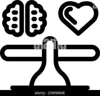 Einfaches Design, das das Konzept der emotionalen Intelligenz mit Gehirn-Herz-Balance repräsentiert Stock Vektor
