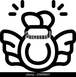 Glänzende Goldmedaille mit Flügeln glänzt und steht für Sieg und Erfolg Stock Vektor