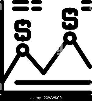 Liniendiagramm mit Darstellung des Finanzwachstums mit Dollarzeichen Stock Vektor