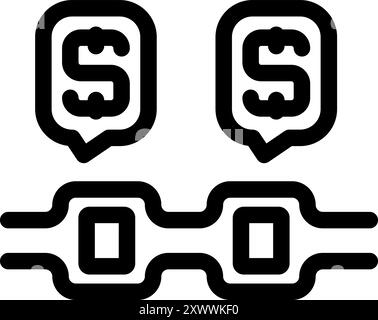 Blockchain-Symbol, das das Konzept des Geldtransfers mit Kryptowährung darstellt Stock Vektor