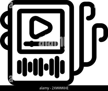 Elektronisches Hörbuch-Player-Gerät, das einen Audiotitel abspielt Stock Vektor