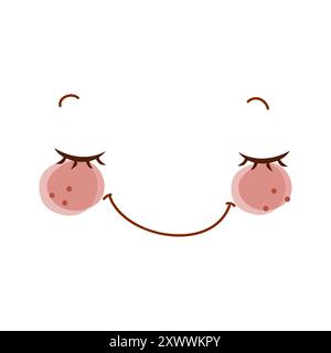 Kawaii Happy Face Mit Wangen Und Augen Illustration Stock Vektor