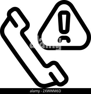 Klassisches Telefon, das einen Spam-Anruf mit Warnschild empfängt Stock Vektor