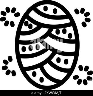 Diese schwarz-weiße Strichgrafik-Illustration zeigt ein modernes ostereier-Design mit geometrischem Muster Stock Vektor